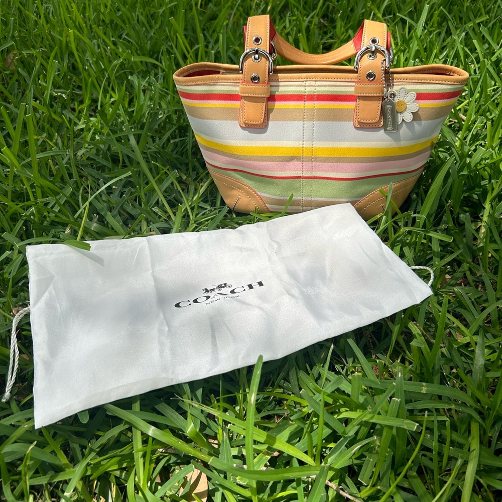 Vintage Coach Hampton Daisy Multicolored Tote with Original Dust-bag